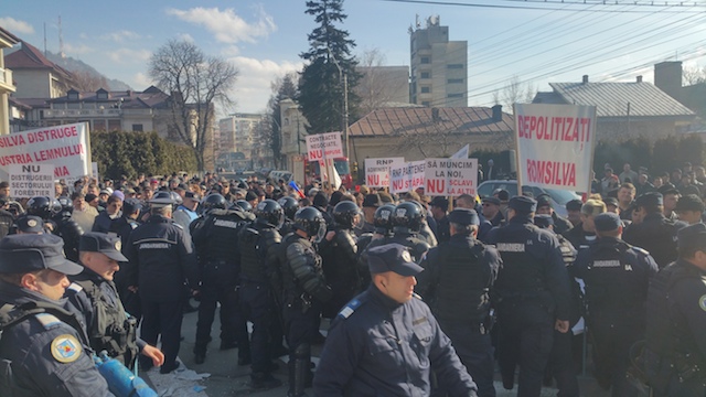 Incidente la protestul forestierilor în zona Direcției Silvice. Vezi filmul