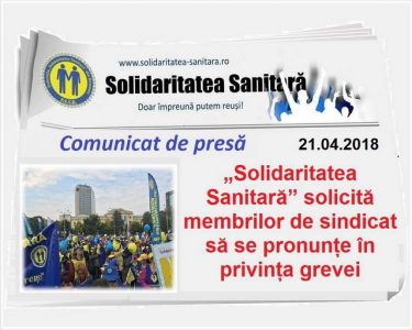 Solidaritatea Sanitară intră-n grevă românească pe 7 mai, ZCH NEWS - sursa ta de informații