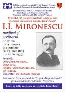 Medicul şi scriitorul I.I. Mironescu va fi evocat la 80 de ani de la trecerea în eternitate, ZCH NEWS - sursa ta de informații