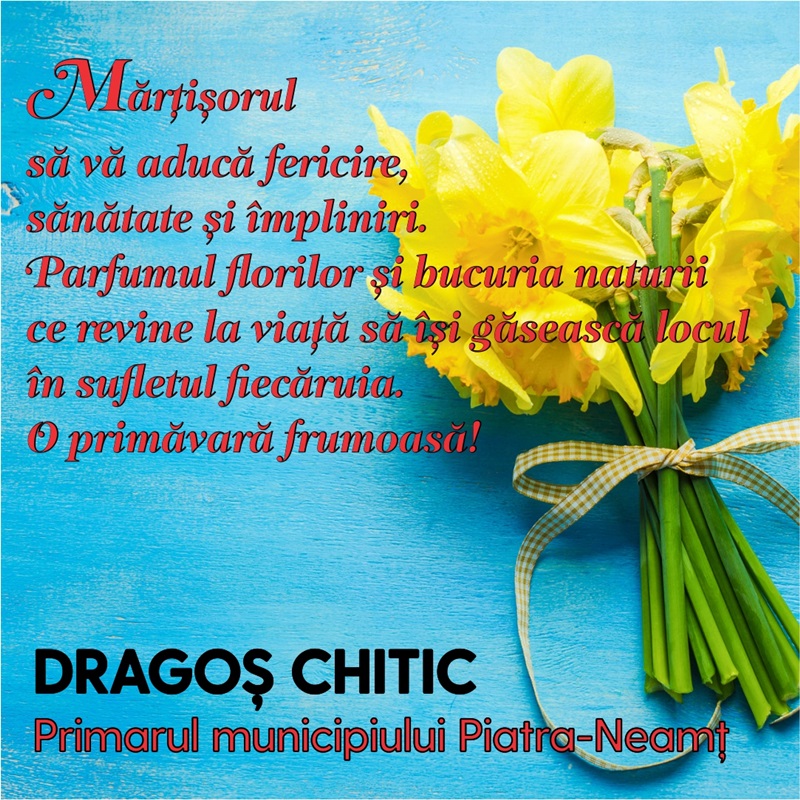 Mesaj de Mărțișor de la primarul Dragoș Chitic, ZCH NEWS - sursa ta de informații