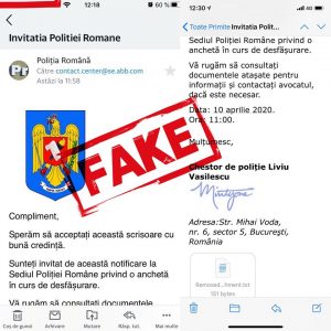 Idei (proaste) la vreme de pandemie: email-uri false în numele Poliției Române, ZCH NEWS - sursa ta de informații