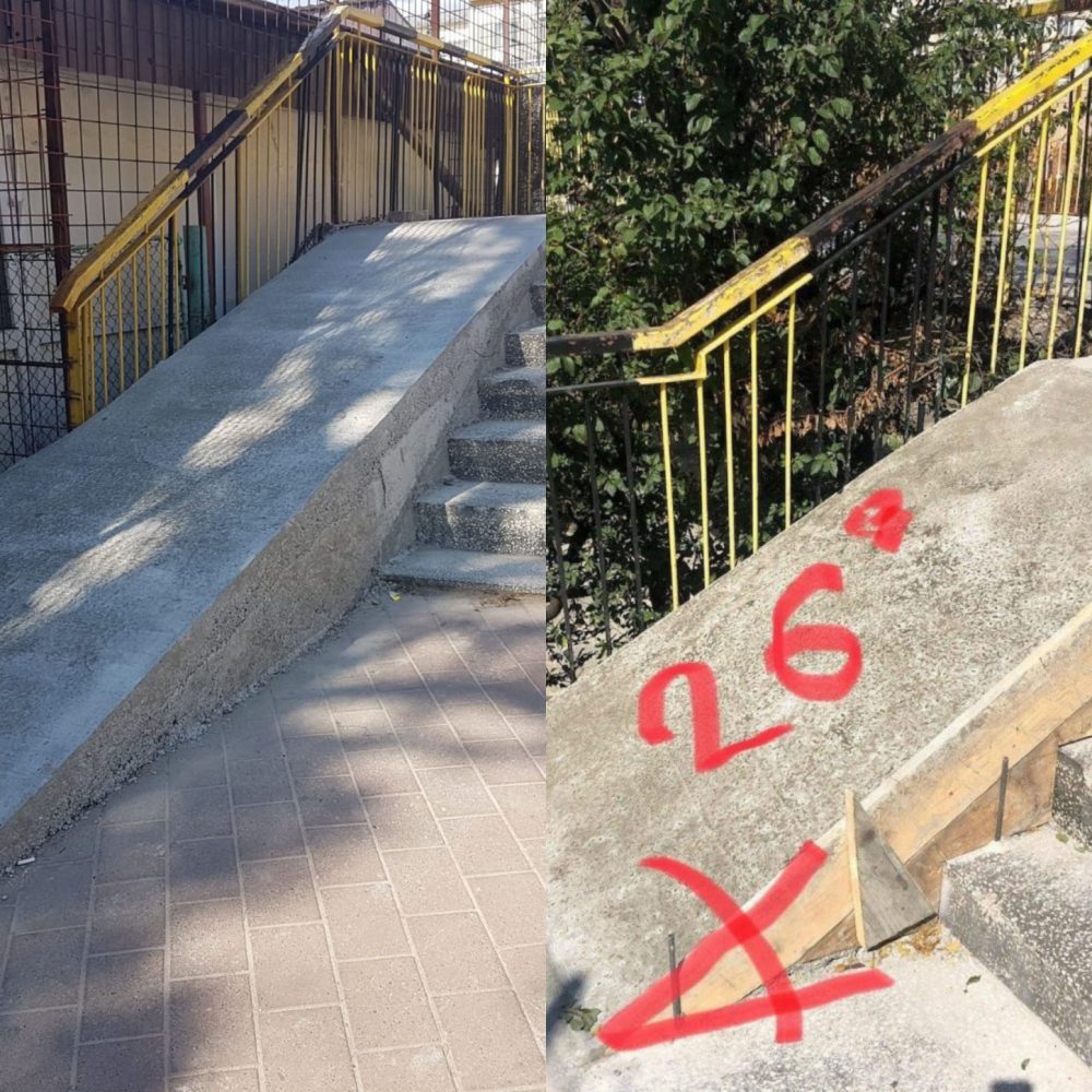 ”Aici, dacă vrea cineva să coboare cu căruciorul, se oprește în gard”