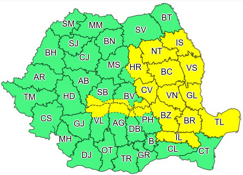 COD GALBEN Se prognozează furtuni în Bacău, Iaşi, Neamţ şi Vaslui, ZCH NEWS - sursa ta de informații