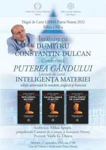 Prof. dr. Constantin Dulcan – dublu eveniment la Libris Piatra-Neamț, conferință și lansarea ediției aniversare trilingvă „Inteligența materiei”, ZCH NEWS - sursa ta de informații