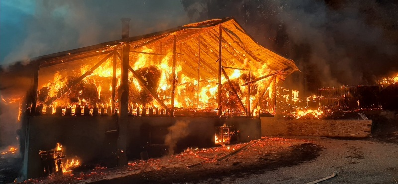Știre actualizată. Incendiu puternic la un depozit de plante furajere