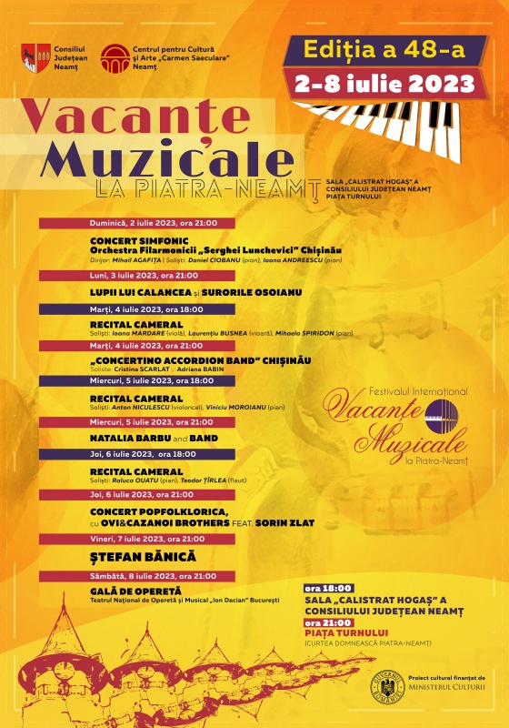 Vacanțe Muzicale la Piatra Neamț, ediția a XLVIII-a, ZCH NEWS - sursa ta de informații