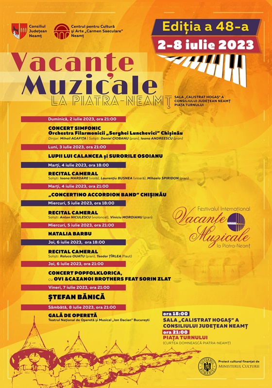 Festivalul Vacanțe Muzicale la Piatra-Neamț, ediția a XLVIII-a, ZCH NEWS - sursa ta de informații