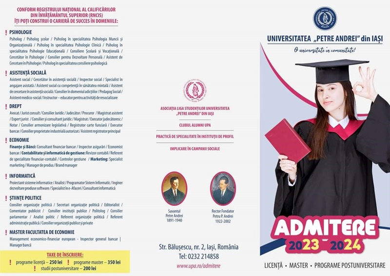 Oferta educațională a Universității Petre Andrei din Iași, ZCH NEWS - sursa ta de informații
