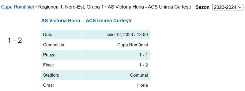CUPA ROMÂNIEI Victoria Horia a debutat cu înfrângere în etapa regională, ZCH NEWS - sursa ta de informații