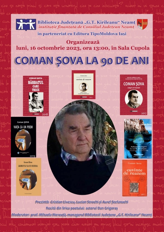 Aniversare Coman Șova, 90 de ani, la Biblioteca Județeană „G.T. Kirileanu