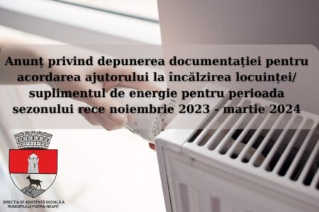 Anunț privind depunerea documentației pentru acordarea ajutorului la încălzirea locuinței/ suplimentului de energie pentru perioada sezonului rece noiembrie 2023 – martie 2024, ZCH NEWS - sursa ta de informații