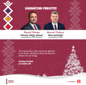 Mesajul președintelui PSD Neamț, Daniel Vasilică Harpa, cu prilejul Crăciunului, ZCH NEWS - sursa ta de informații