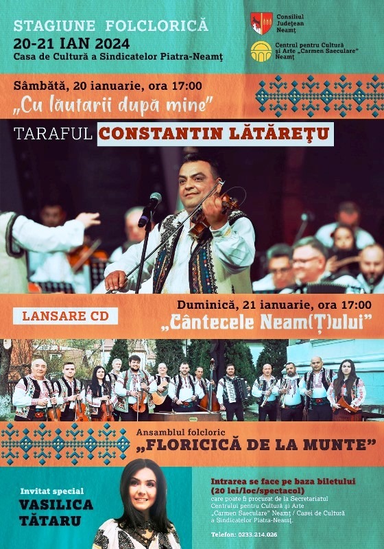 Constantin Lătărețu și Vasilica Tătaru, în concert la Piatra Neamț, ZCH NEWS - sursa ta de informații