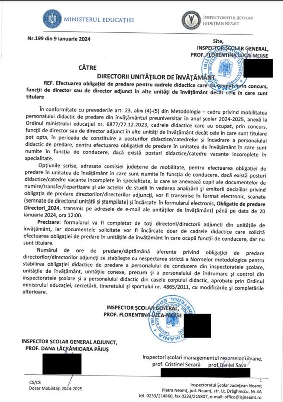 Directorii de şcoli, titulari în alte unităţi, pot să predea acolo unde au funcţia de conducere, ZCH NEWS - sursa ta de informații