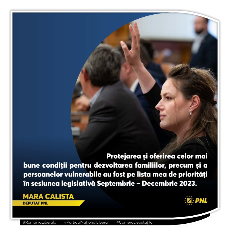Mara Calista, deputat PNL: „Prioritățile mele în sesiunea legislativă Septembrie – Decembrie 2023”