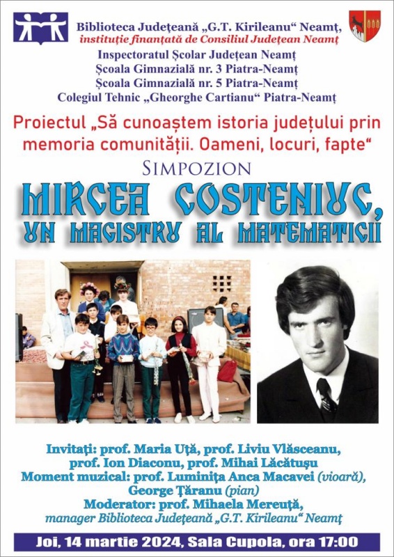 Simpozionul &#8222;Mircea Costeniuc – un magistru al matematicii&#8221; la Biblioteca Județeană, ZCH NEWS - sursa ta de informații