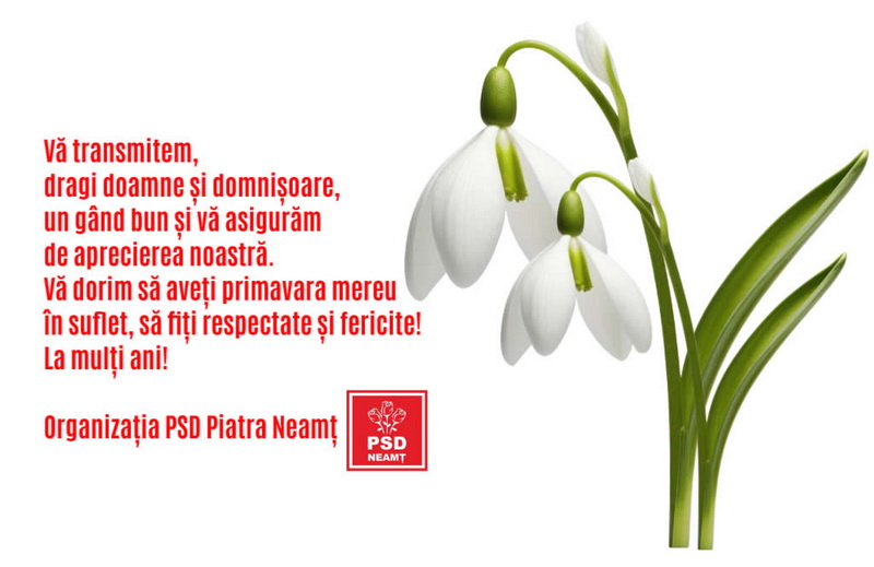 Mesajul de 8 Martie al organizației PSD Piatra Neamț, ZCH NEWS - sursa ta de informații