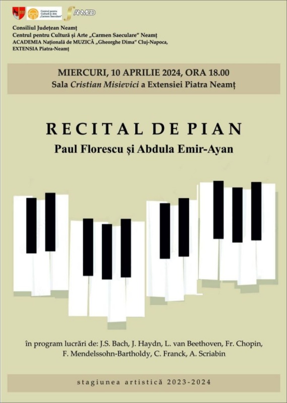 Recital pianistic la Piatra Neamț, ZCH NEWS - sursa ta de informații