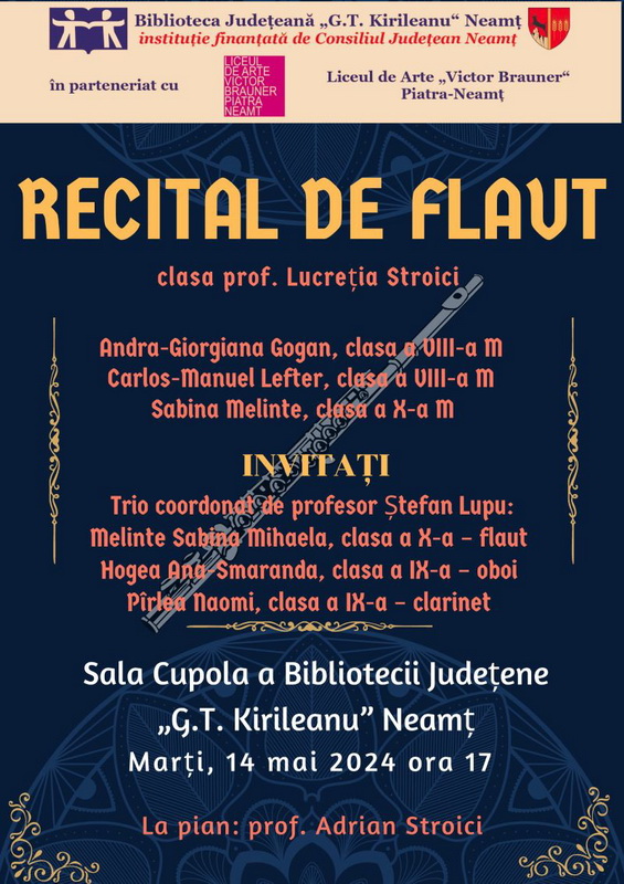 „Simfonii cromatice” &#8211; recitalul clasei de flaut, la Biblioteca Neamț, ZCH NEWS - sursa ta de informații