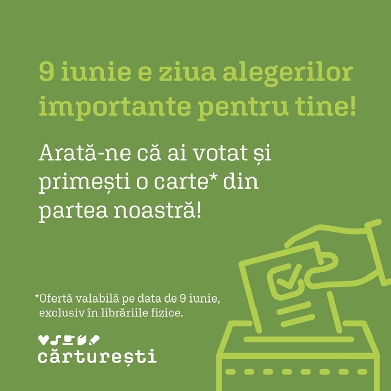 O carte gratis pentru votanții din 9 iunie – Campanie a Librăriei Cărturești