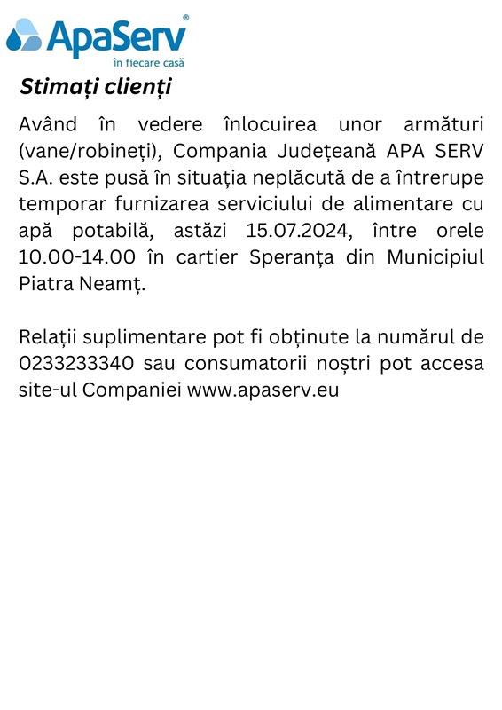 Piatra Neamt 15.07.2024