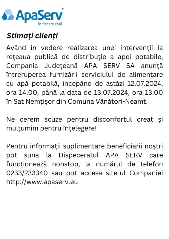 Sat Nemtisor Vanatori NT 12.07.2024