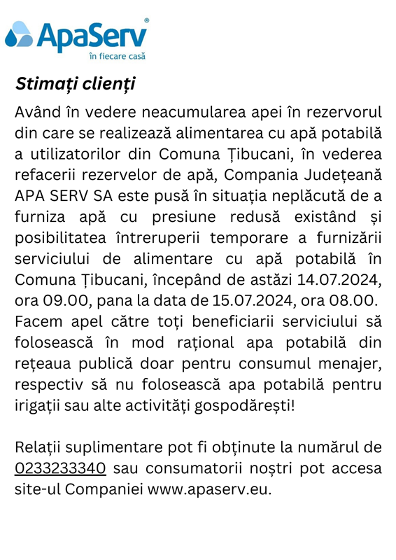 Tibucani 14.07.2024