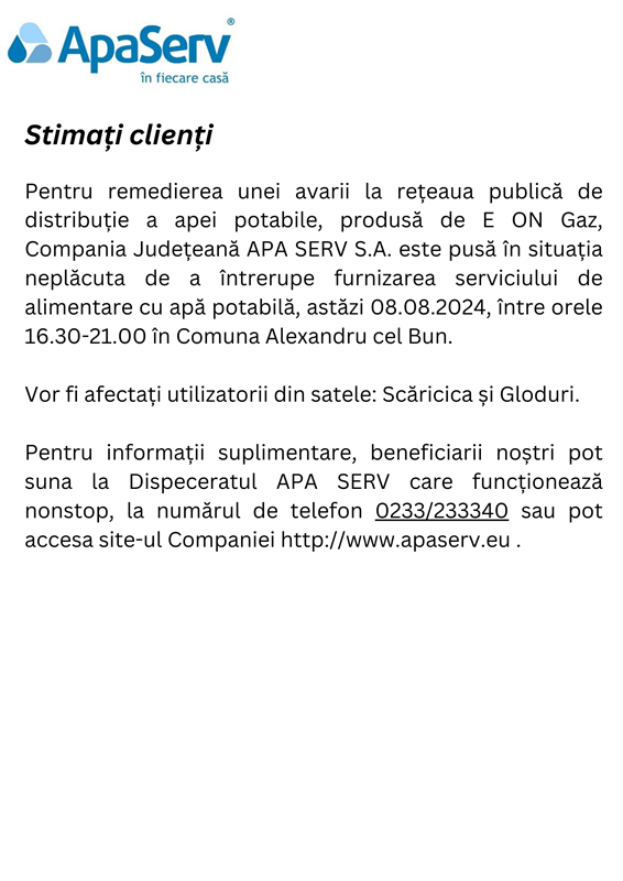 Alexandru cel Bun 2 sate 08.08.2024