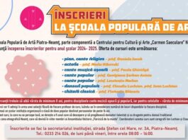 Înscrieri la Școala Populară de Artă Piatra-Neamț pentru anul 2024-2025