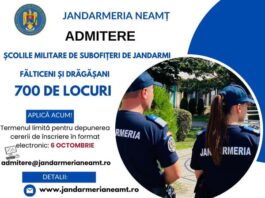 Jandarmeria Neamț recrutează tineri care doresc o carieră militară