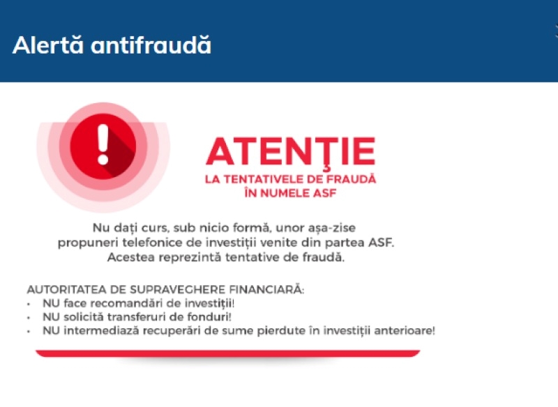 Atenționare de fraudă ASF