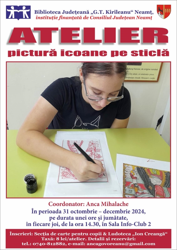 Atelier de pictură pe sticlă la Biblioteca Județeană Neamț