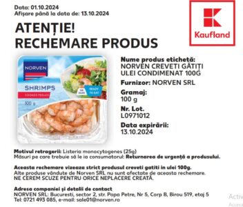 Produs cu Listeria retras de la raft