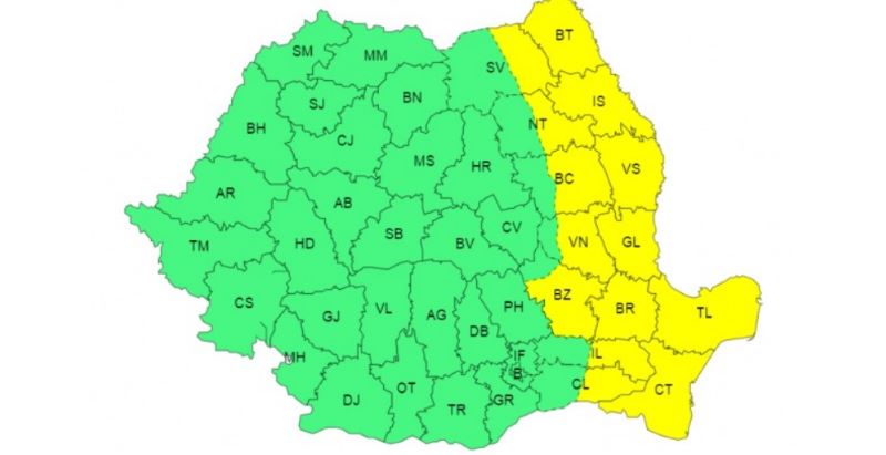 Regiunea Nord-Est sub atenționare meteo de vreme rea pentru acest week-end