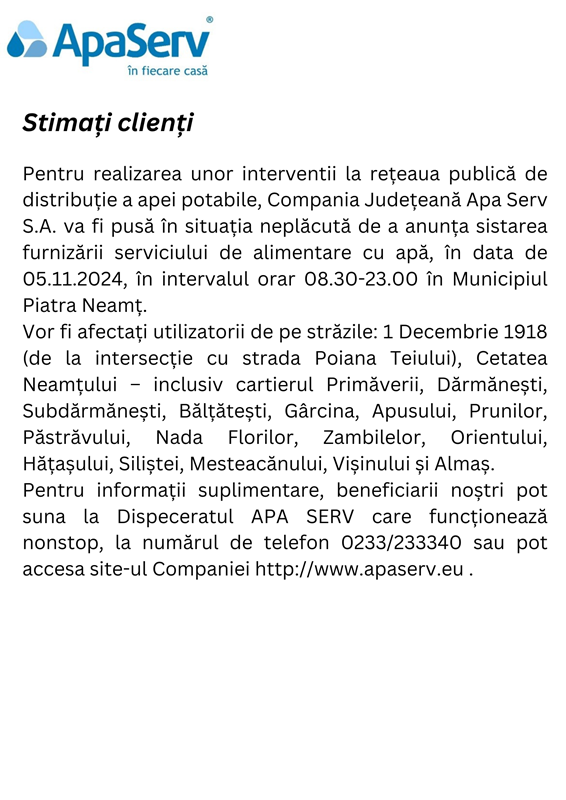 Piatra Neamt 04.11.2024