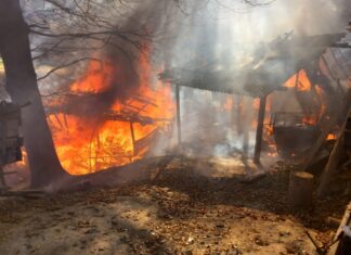 Locuință distrusă de foc