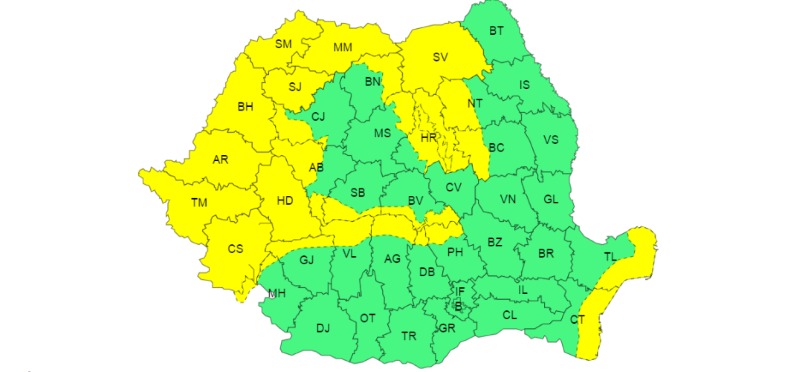 Schimbări în registrul meteo: precipitații, ninsori la munte și vijelii