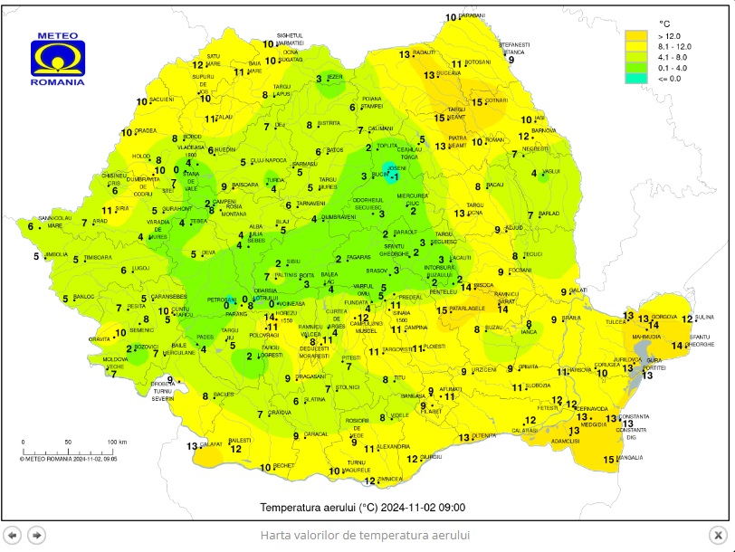 Weekend cu temperaturi scăzute în regiunea de Nord-Est a țării