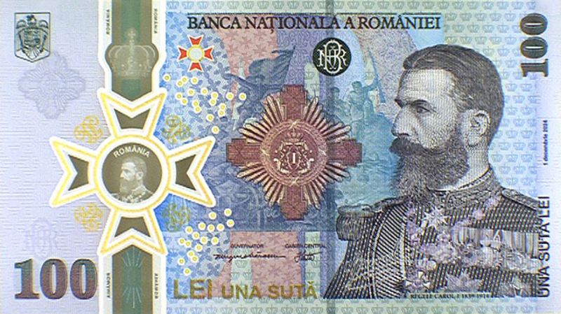 Bancnota dedicată regelui Carol I - avers