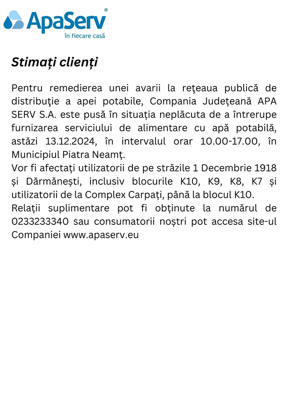 Piatra NEamt 13.12.2024