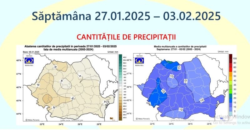 Ianuarie aduce valori termice ridicate și precipitații sporadice