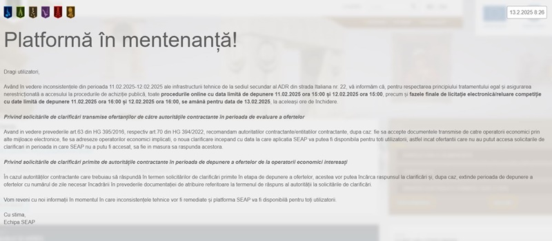 Site-ul ghiseul.ro și platforma de licitații publice nu funcționează de aproape 48 de ore. Au fost afectate de o pană de curent