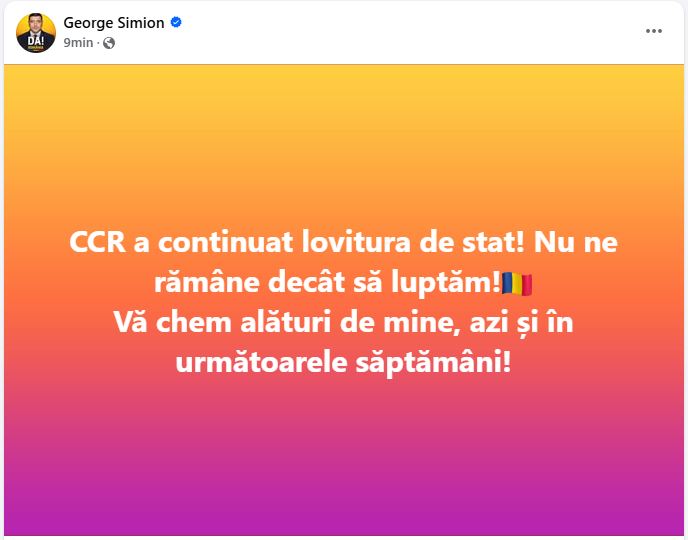CCR a respins în unanimitate cererea formulată de George Simion pentru anularea alegerilor