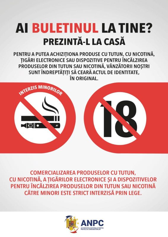Panou obligatoriu despre interzicerea comercializării tutunului către minori