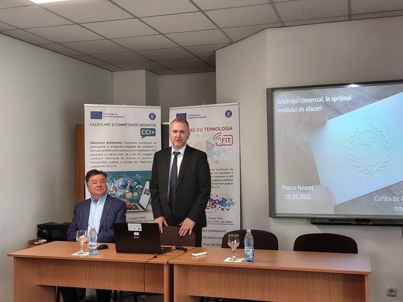 Piatra-Neamț. “Arbitrajul comercial în sprijinul mediului de afaceri” – colocviu susținut de președintele Curții de Arbitraj Comercial Internațional