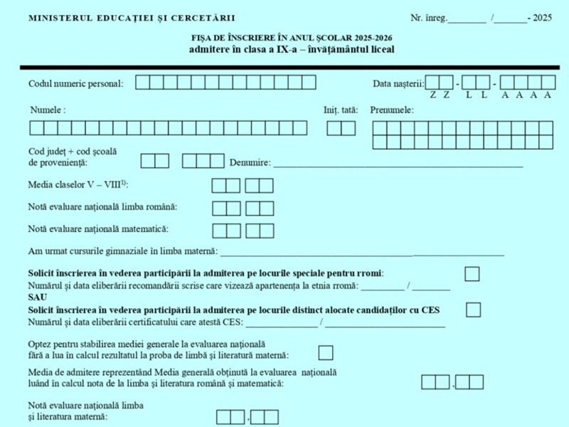 Admitere liceu 2025. Completarea fișelor de înscriere și clasamentul școlilor