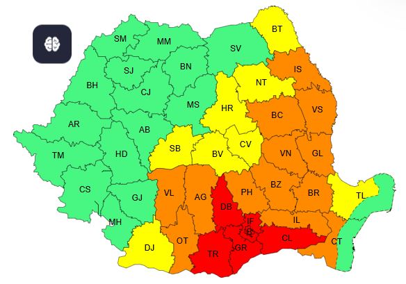 Noi avertizări meteo pentru regiunea de Nord Est