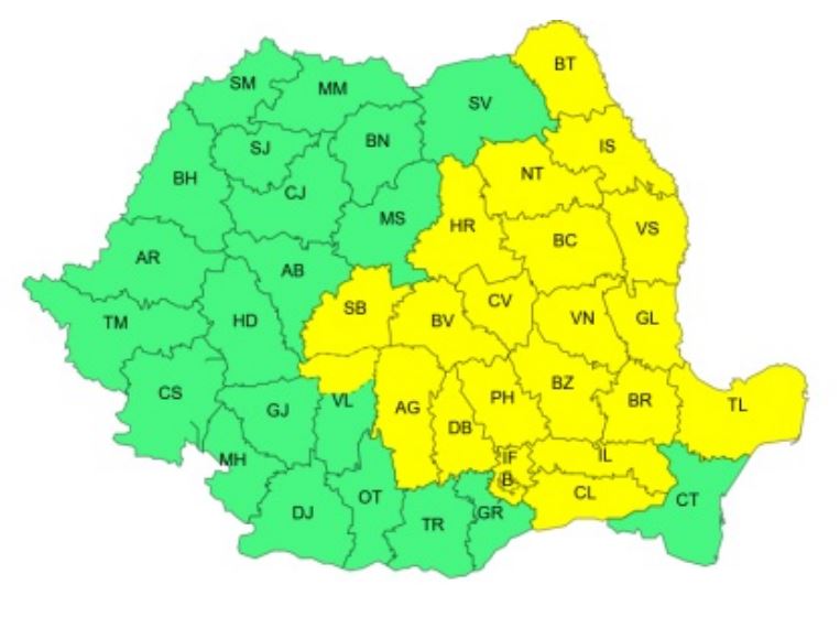 Cod galben de instabilitate atmosferică în Neamț, Iași și Botoșani 1 Cod galben de instabilitate atmosferică în Neamț, Iași și Botoșani