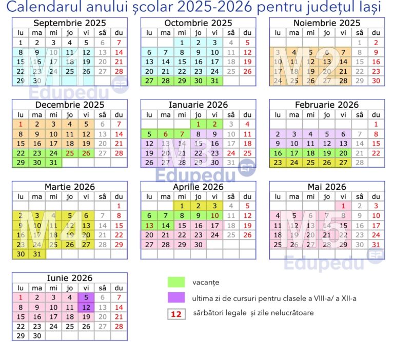 Structura noului an școlar 2025- 2026 în Regiunea de Nord-Est 5 Calendar Scolar Iași