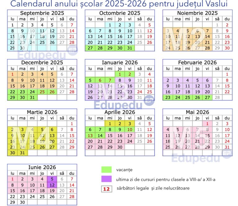 Structura noului an școlar 2025- 2026 în Regiunea de Nord-Est 7 Calendar Scolar Vaslui